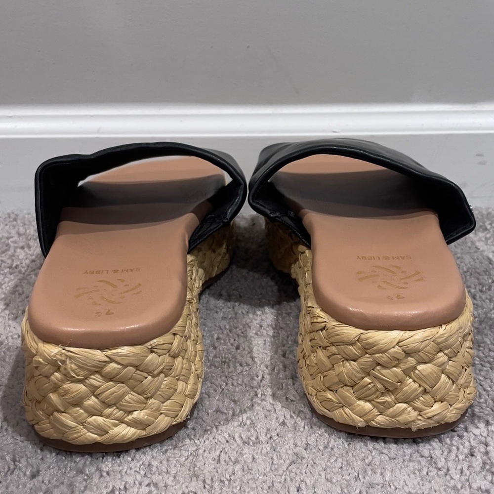 Sam & Libby Ingrid Espadrille Slide Platform Sandal, Black/Tan, Women's 9.5 NEW - Picture 6 of 13